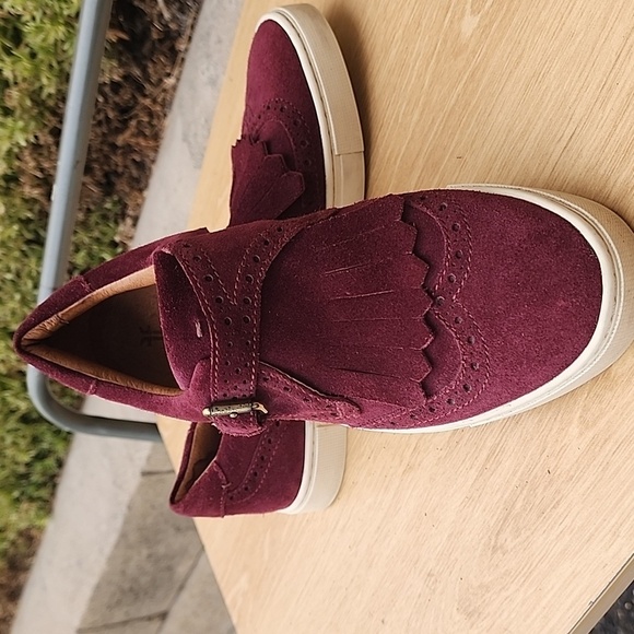 Frye  Gemma fringe Kiltie Bordeaux wine burgundy Sneakers Size 7 - Picture 6 of 15